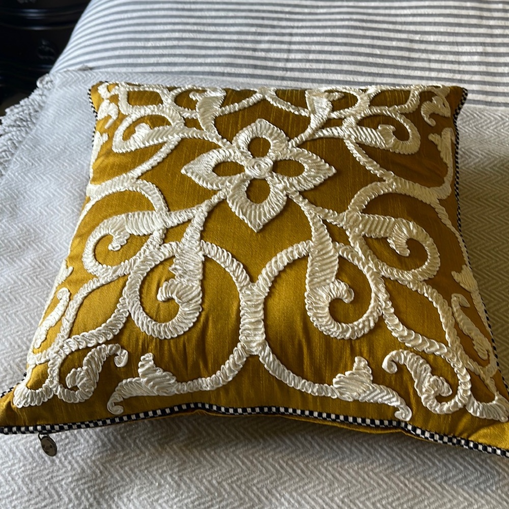 Mackenzie-Childs Byzantine Pillow Gold 18” square NWOT